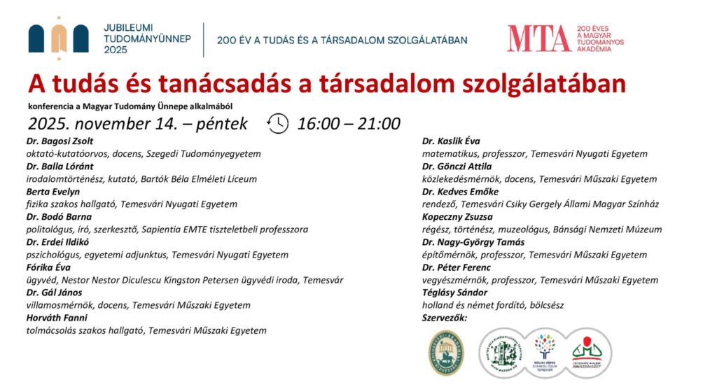 Konferencia a Magyar Tudomány Ünnepe alkalmából