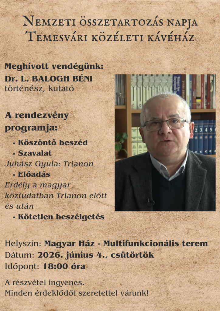 NEMZETI ÖSSZETARTOZÁS NAPJA – TEMESVÁRI KÖZÉLETI KÁVÉHÁZ